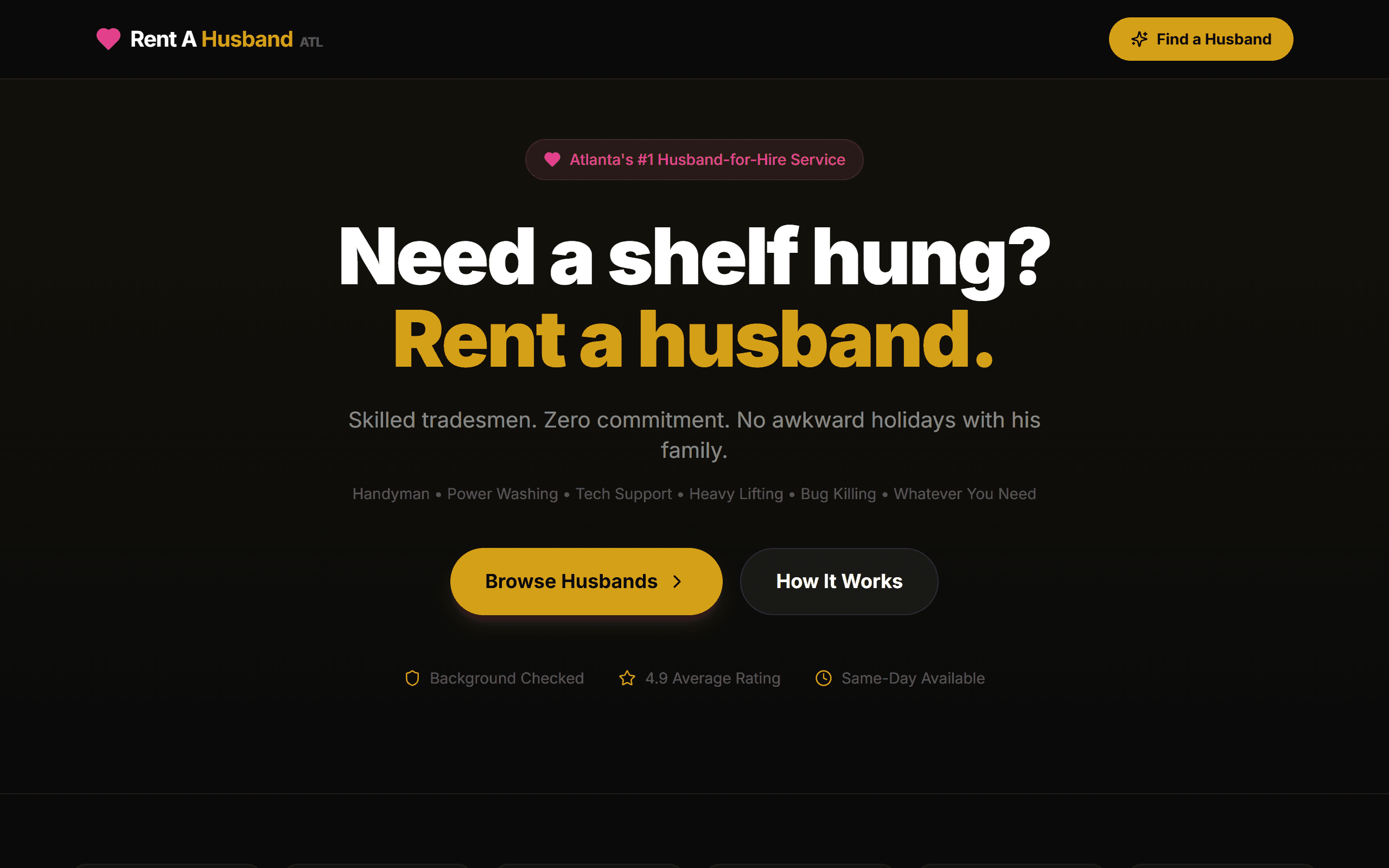 Rent A Husband ATL website screenshot
